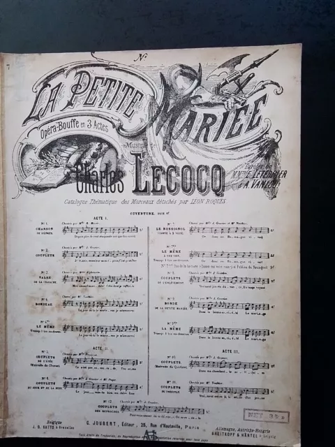 LOT 5 PARTITIONS ANCIENNES PIANO & CHANT - CHARLES LECOCQ (voir descriptif)