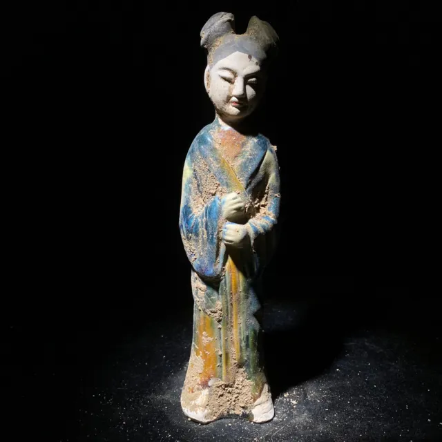 Ancient china Tang SanCai Pottery Dynasty beauty girl sculpture Statue