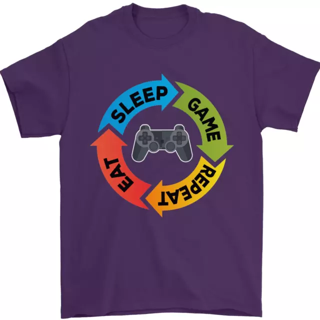 Gamming Eat Sleep Game Repeat Gamer Mens T-Shirt 100% Cotton 9