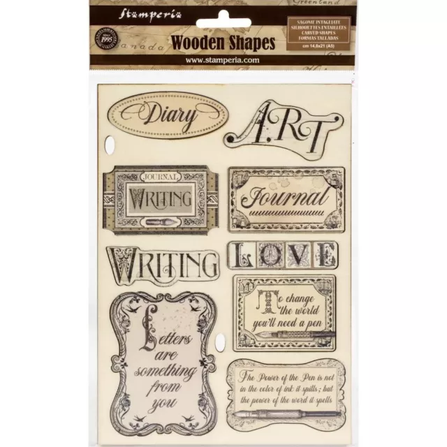 New Stamperia Wooden Shapes - CALLIGRAPHY LABELS