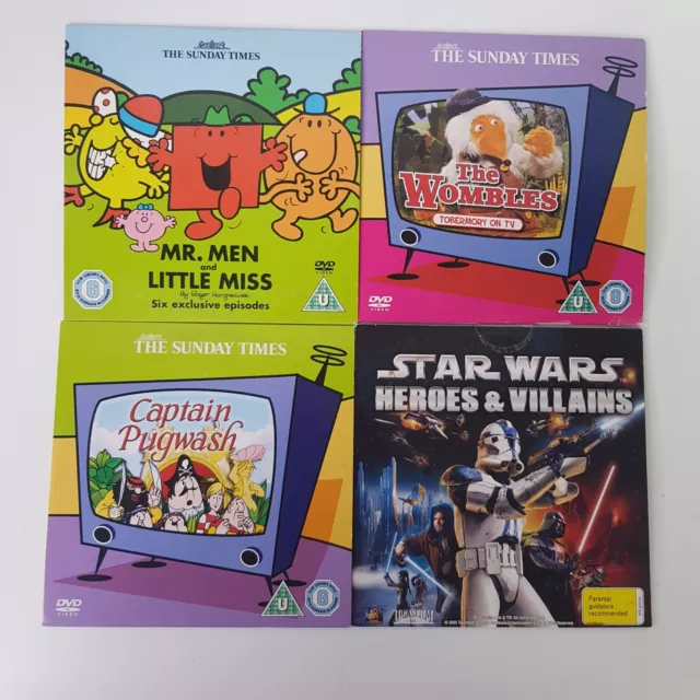 VINTAGE Classic Kids DVD TV Shows 4 Pack Star Wars Mr Men Captain Pugwash PAL 2