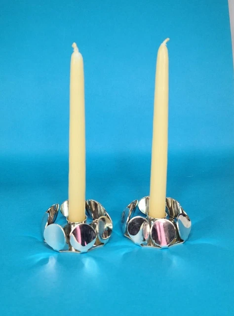 Pair Mema Prima NS Theresia Hvorsley Swedish Candle Holders Silver Plated 1970