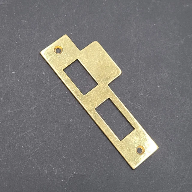 Antique Brass Door Strike Plate Single Only  Mortise Victorian 4 1/2" x 1"