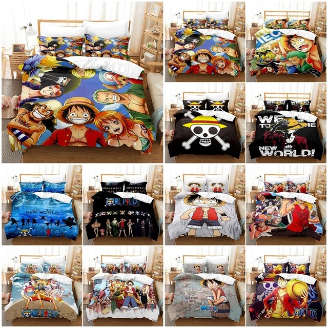 One Piece Luffy Doona Duvet Cover Pillowcase Bedding Set Single Double Queen