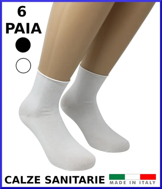 Calze SANITARIE corte calzini 6 PAIA da uomo donna in cotone senza elastico