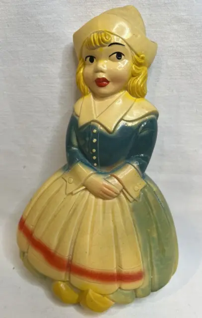 Cute Kitch Chalkware Girl Vintage 1958 Miller Studio Inc. Dutch Girl