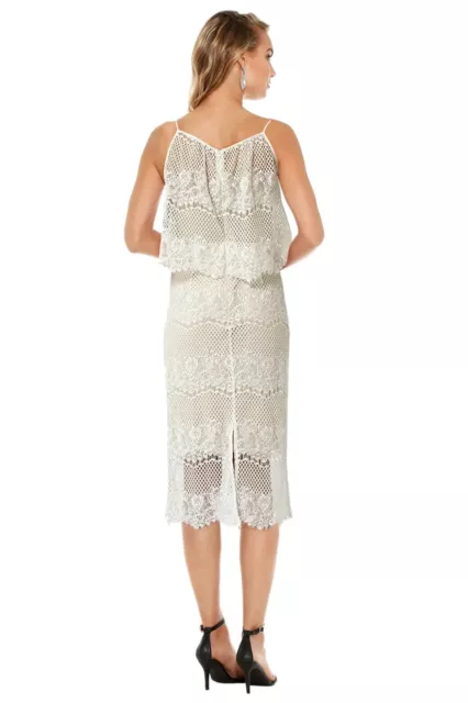 LANGHEM BN Designer Lady Ivory White Holy Lace Crochet  CocktailEvening Dress 12 3