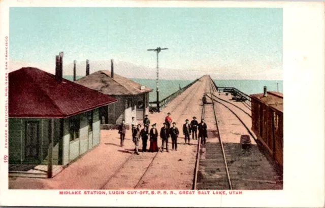 Postcard Midlake Station Southern Pacific RR Great Salt Lake City Utah UT   U349