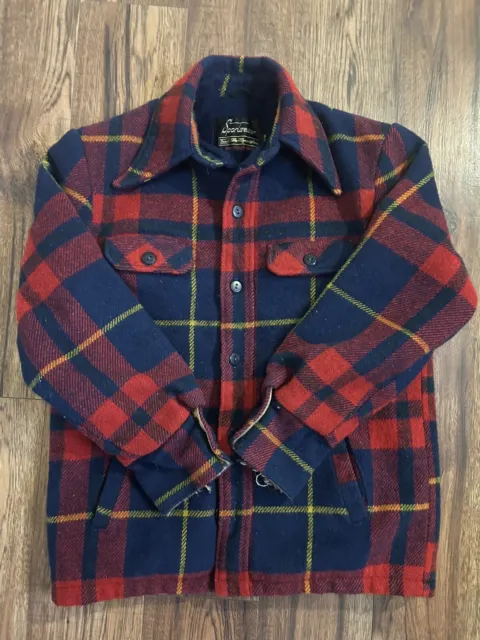 Vintage Sears Sportswear Plaid Flannel Jacket Men’s Size 38 *details* Red Blue