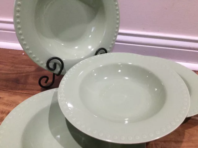 4 Gail Pittman pasta soup bowl HOSPITALITY COLLECTION Sage Green, raised dot 10' 2