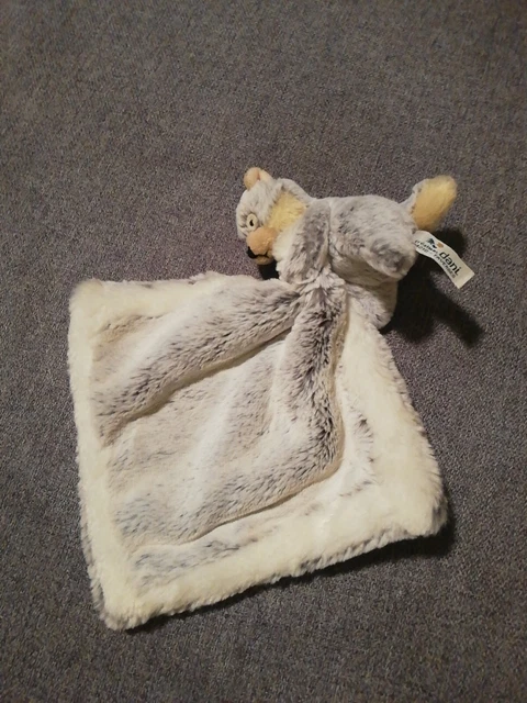 0/ Doudou Creations Dani Chien Loup Blanc Gris Mouchoir Chiné Marron