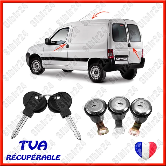 3 Serrure / Barillet de porte COMPATIBLE  PEUGEOT PARTNER  CITROEN BERLINGO 2CLE