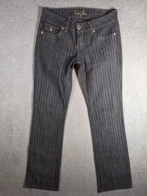 Guess Jeans Women's 29 Gray Flare Leg Dark Wash Stretch Denim Striped Boot Cut