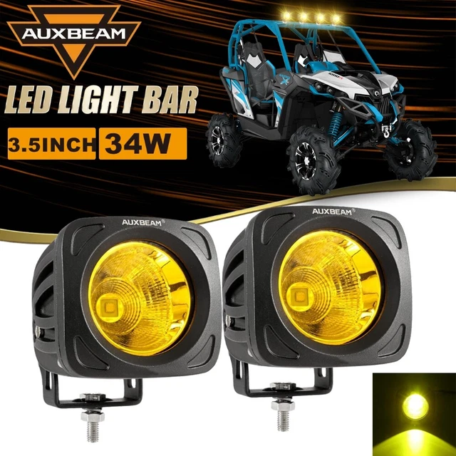 AUXBEAM Pair 3.5" 34W LED Work Driving Lights Amber Spot Flood Beam Lamp ATV UTV