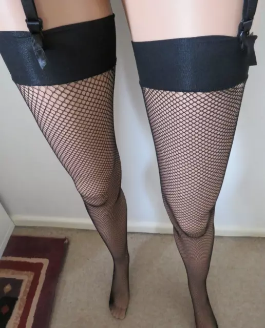 Black Fishnet One Size Stockings with 10% Spandex  - Free Same Day  Post