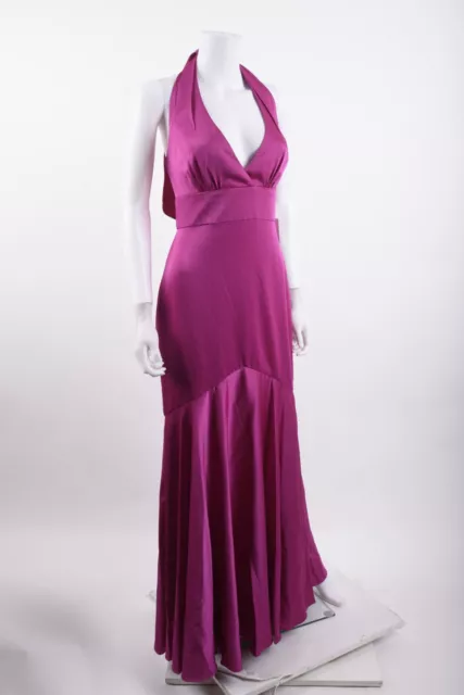 Theia Womens Celeste Satin Halterneck Gown Dress Sz 4 Small Purple 8817578 NWT 2