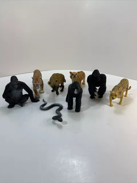 Mixed Lot Of 7 Animals Figures Toys Wild Zoo Plastic Jungle Safari Forest Tiger