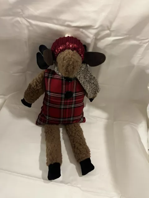Vintage Woof & Poof Rudolph Christmas Holiday Plaid Scarf Hat Plush 2006