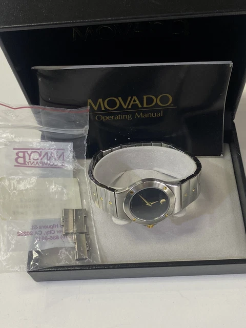 Movado Museum Ladies Two Tone Stainless Steel, Black Dial Quartz Watch 86 A1 836