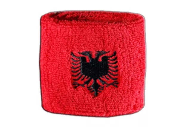 Schweißband Fahne Flagge Albanien 7x8cm Armband für Sport 2er Set