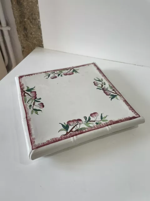 Ancien Dessous De Plat Faïence Sarreguemines DV décor de cerises Cuisine Déco
