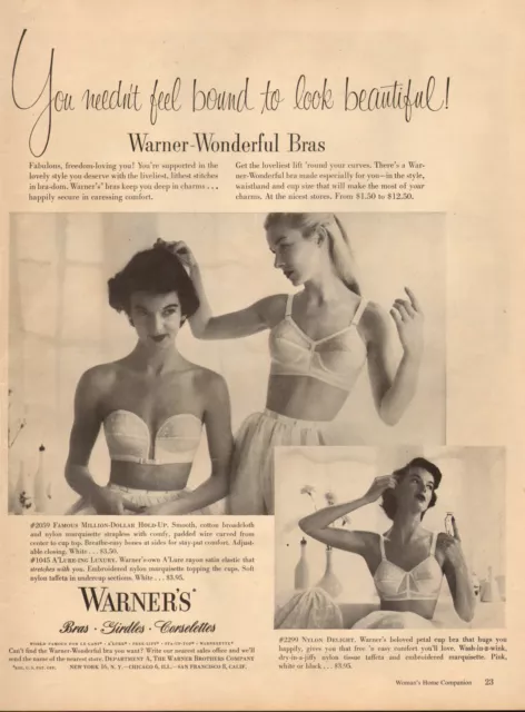 1952 VINTAGE LINGERIE AD WARNER'S Hold Up Bras Girdles Corselettes 111014  $9.99 - PicClick