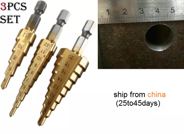 3 pcs 3x Titanium Step Core Drill Bits 3mm / 20mm HSS Tools foret unibit uni bit