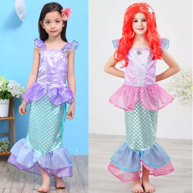 Kinder Mädchen Mermaid Kostüm Meerjungfrau Cosply Prinzessin Party Fancy Kleid