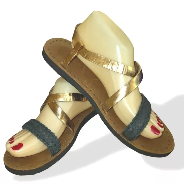Ugg Jordyne Sandals Flats Shoes Rose Gold Leather Braided Strap Buckle Sz 9 FLT1