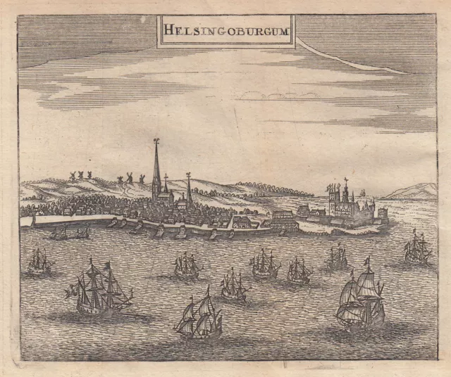 Dänemark Helsingör Original Kupferstich Janssonius Zeiller 1655