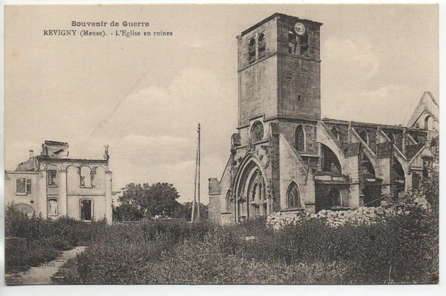 REVIGNY - Meuse - CPA 55 - souvenir de Guerre - vue des ruines - l'église
