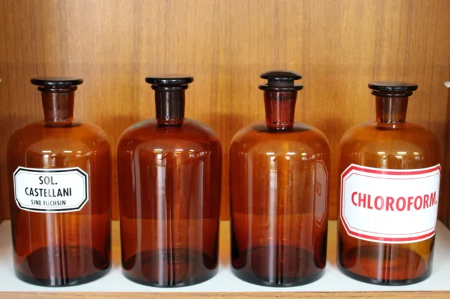 4 braune Antike Apothekerflaschen 2 Liter