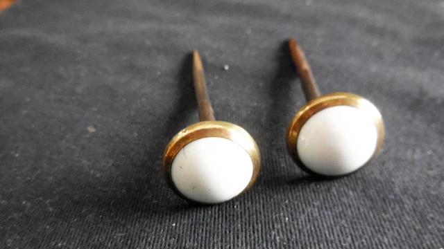 Victorian Picture Nails - Brass and white china