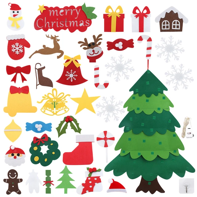 DIY Felt Christmas Tree Set with Ornaments for Kids Xmas Gifts Door Wall Hanging