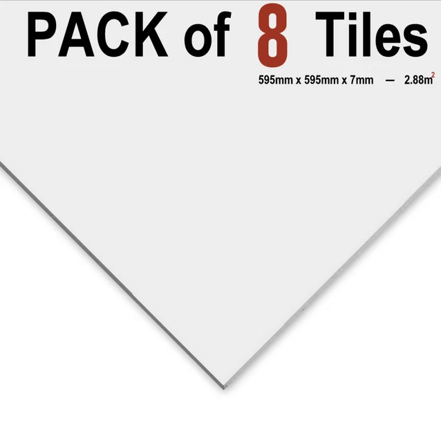 2,88 m2 abgehängte Vinyldecke abwischbar EasyClean 595 mm x 595 mm x 7 mm 8 Fliesen