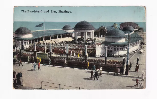 Printed Postcard The Bandstand And Pier, Hastings