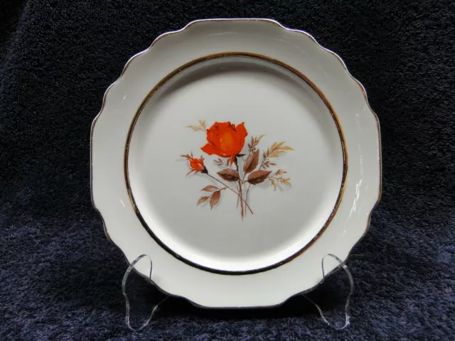 W S George Lido Paden City Rose Salad Plate 22K Gold Trim 7 1/2" 40's Vintage