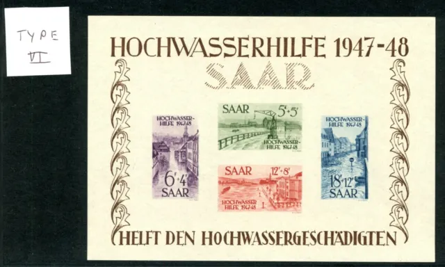 Saarland Block 1 - Postfrisch - Type VI - Michelwert 1000 €