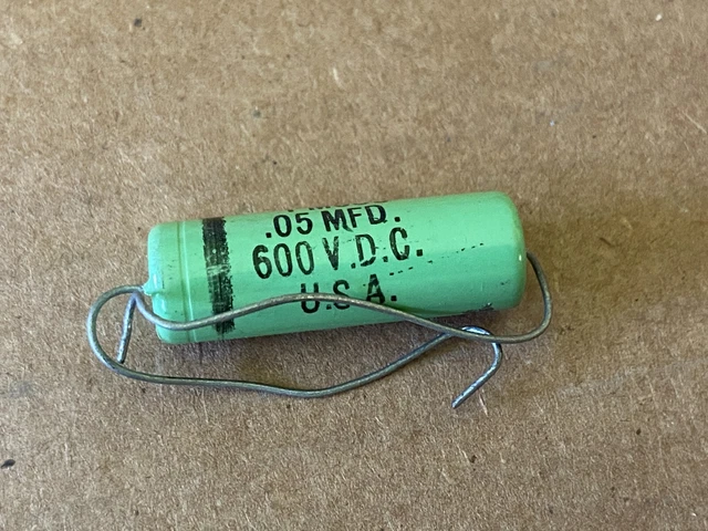 2 NOS Cornell Dubilier Greenie Capacitors - .1 UF 400V, Tested Good For Guitar Tone