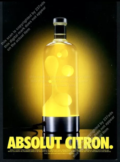 1997 Absolut Citron vodka lava lamp photo vintage print ad