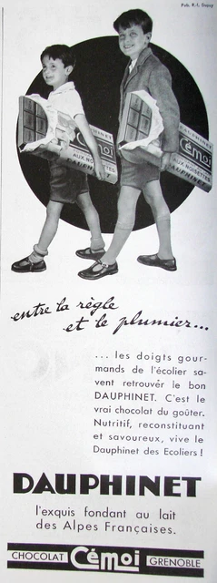 Publicité De Presse 1935 Dauphinet Chocolat Au Lait Cémoi - Advertising