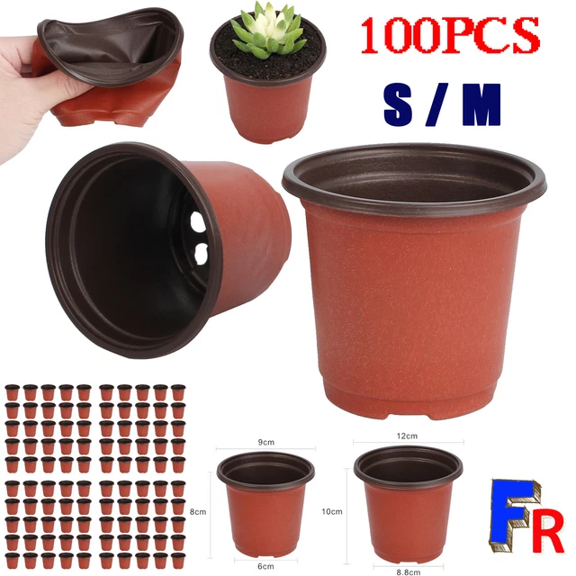 100pcs Pot de Fleurs en Plastique Petits Pots de Plantes pour Jardin