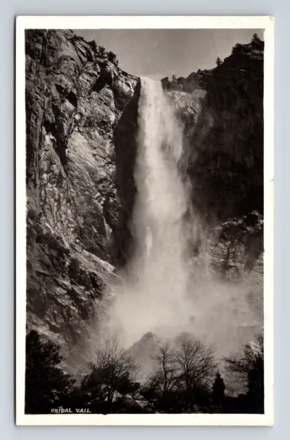 RPPC Scenic View Bridal Veil Falls Yosemite California CA Real Photo Postcard