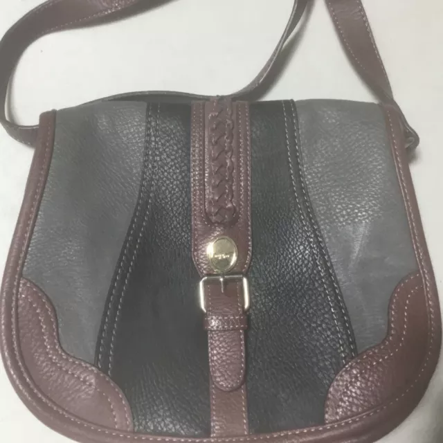 BOC Gray Black Brown Color Block Faux Leather Fold Over Crossbody Shoulder Bag 3