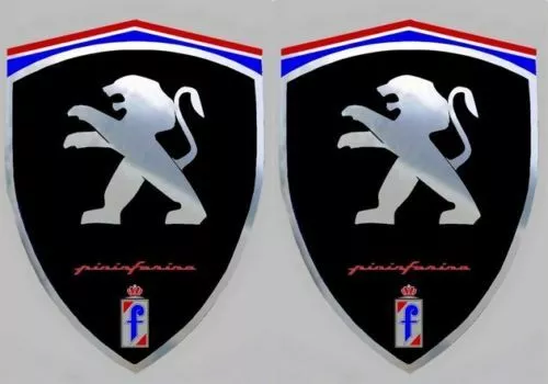 2 stickers PEUGEOT PININFARINA chrome à coller sur les ailes avant