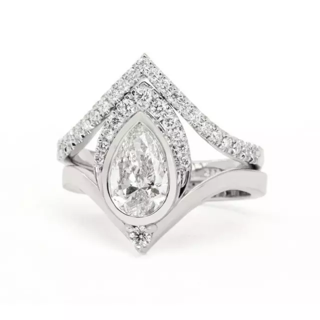 Ensemble de bague de fiançailles en argent 925 avec diamant créé par un...