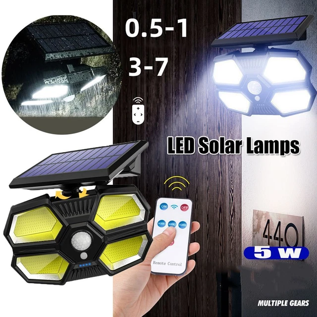 Set di 2 luci da esterno ad energia solare con sensore di movimento, luci di sicurezza da parete solari in 3 modalità, luci da terrazza, 120 COB | Leroy Merlin