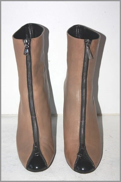 SINELA Bottines Boots Tout Cuir Marron et Noir T 36 BE