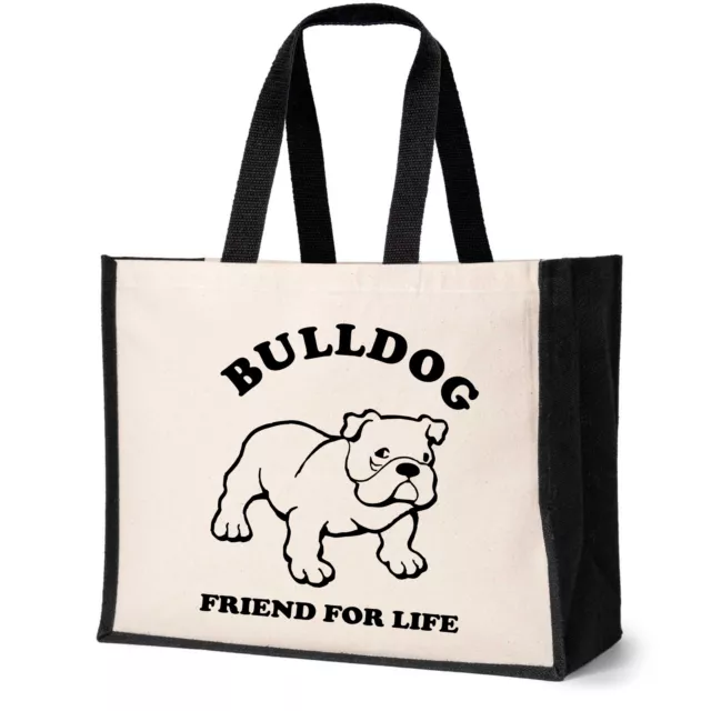 British Bulldog Tote Bag Dog Lovers Birthday Gift Ladies Canvas Shopper