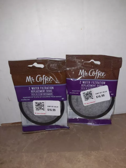 2 Packages Mr. Coffee Genuine Water Filtration Disks  Fits 8.10 Or 12 Cup